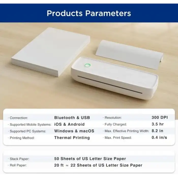 SUPVAN T200M Seyahat için Kablosuz Taşınabilir Yazıcı