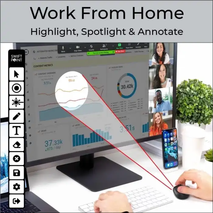 Swiftpoint SurfacePoint Kablosuz Ergonomik Mouse, Sunum Tıklayıcısı - Siyah