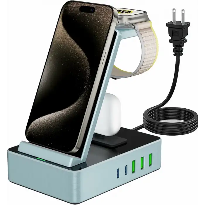 Tacelary 8i 1 arada 100W Alüminyum Alaşımlı Şarj İstasyonu - Mavi