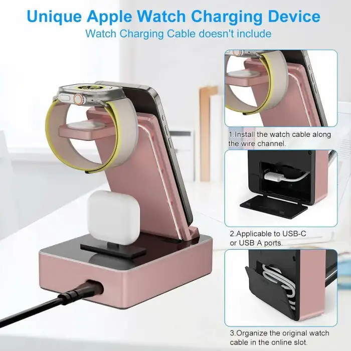 Tacelary 8i 1 arada 100W Alüminyum Alaşımlı Şarj İstasyonu - Pembe