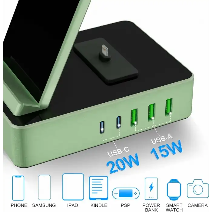 Tacelary 8i 1 arada 100W Alüminyum Alaşımlı Şarj İstasyonu - Yeşil