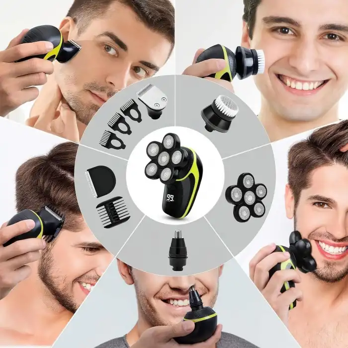 Telfun 6D Kel Erkekler İçin Baş Tıraş Makinesi, 5i 1 Arada