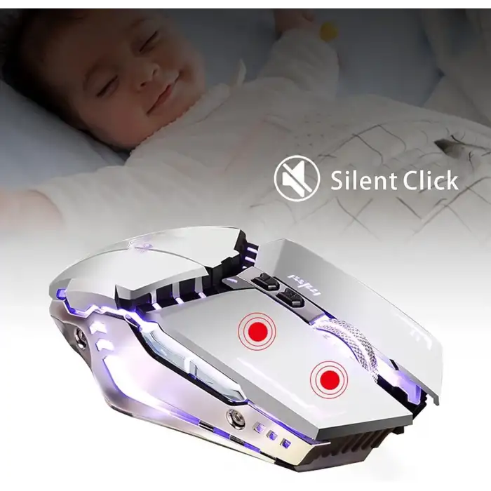 TENMOS T12 Kablosuz Oyun Mouse Şarj Edilebilir, 2.4G Sessiz Optik - Gümüş