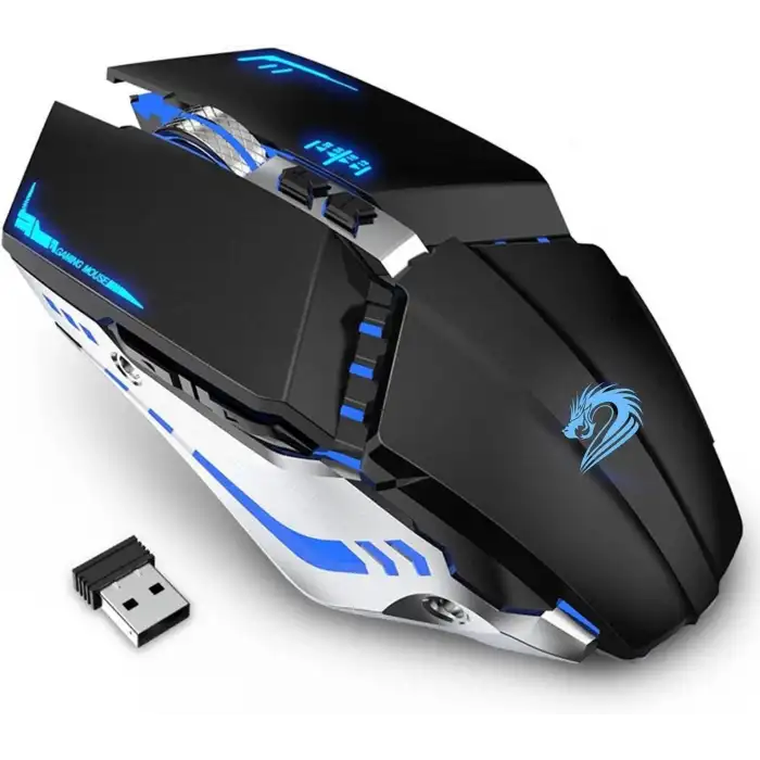 TENMOS T12 Kablosuz Oyun Mouse Şarj Edilebilir, 2.4G Sessiz Optik - Siyah