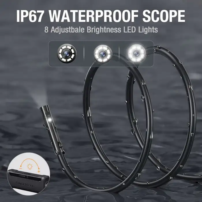 Teslong 1080P HD Çift Lensli Muayene Kamerası - 8+1 LED Işıklı - 5m Kablo - 8mm