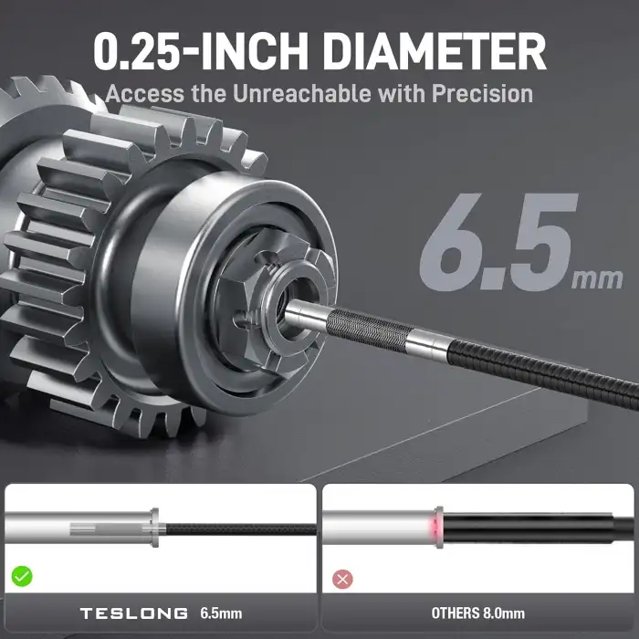 Teslong 360 Işıklı 4 Yönlü Eklemli Boroskop, 5 Inc - 6.5mm Çap - 1.5m Kablo