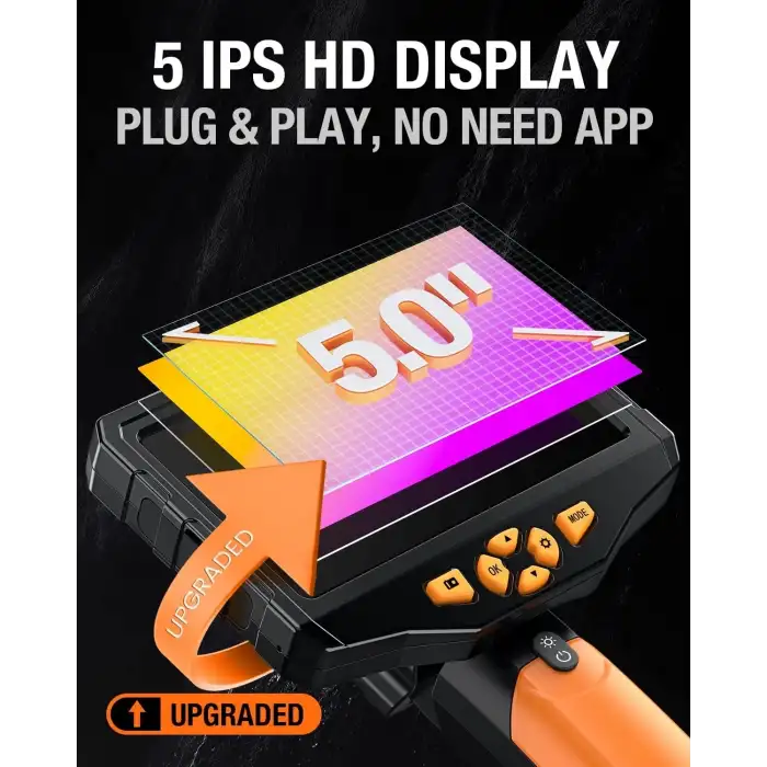 Teslong Çift Lensli Endoskop Muayene Kamerası - 5 Inc IPS Ekran - 5m Kablo