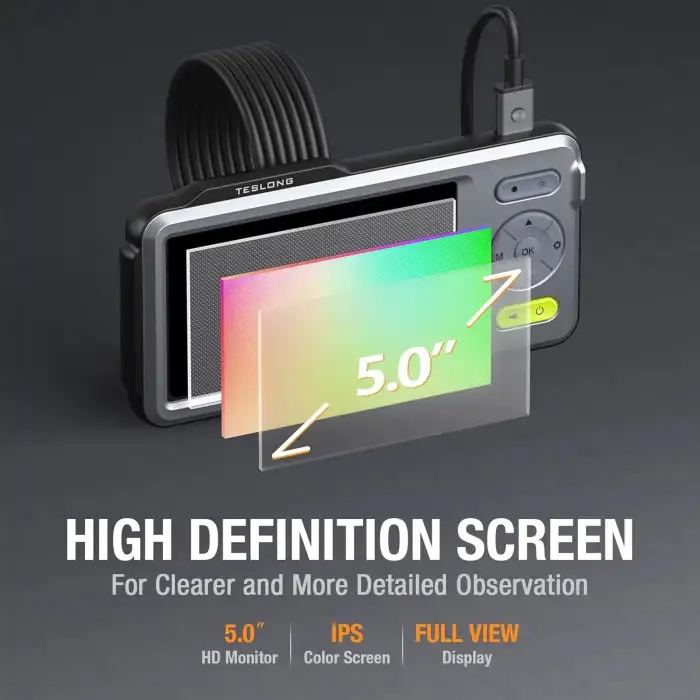 Teslong Çift Lensli Endüstriyel Endoskop 5 Inc Ekran - 5.5mm - 1.5m Kablo