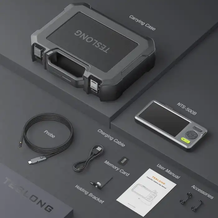 Teslong Çift Lensli Endüstriyel Endoskop 5 Inc Ekran - 5.5mm - 1.5m Kablo