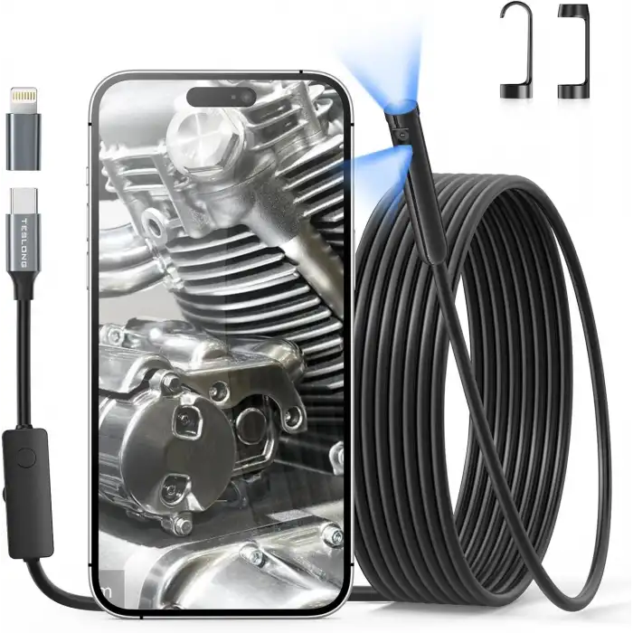 Teslong USB-C Çift Lensli Muayene Kamerası - 8+1 LED Işıklı - 3m Kablo - 8mm