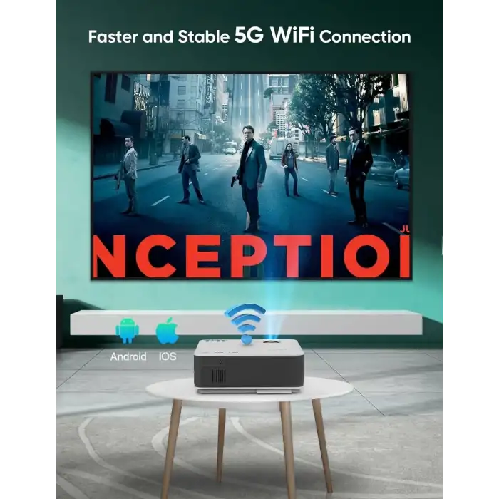 TMY Projektör 5G WiFi ve Bluetooth 5.1 - 13000 Lümen 1080P - 4K Destekli
