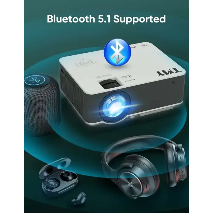 TMY Projektör 5G WiFi ve Bluetooth 5.1 - 13000 Lümen 1080P - 4K Destekli