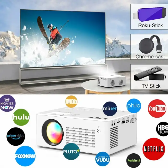 TMY Projektör 5G WiFi ve Bluetooth 5.1 - 9500 Lümen HD, 1080P Destekli