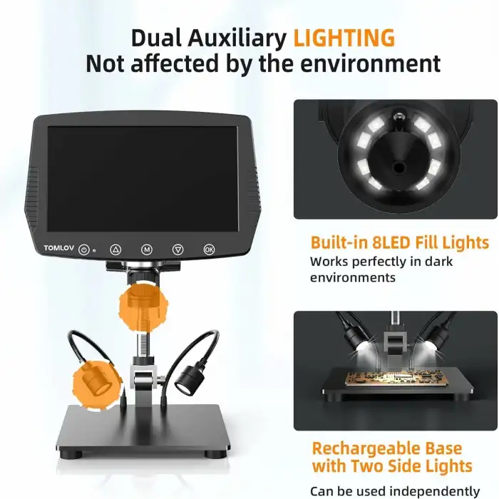 TOMLOV DM04 9 Inc LCD Dijital Mikroskop 1200X, 16MP