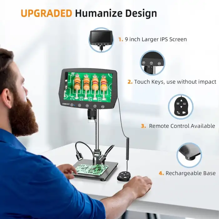 TOMLOV DM04 9 Inc LCD Dijital Mikroskop 1200X, 16MP