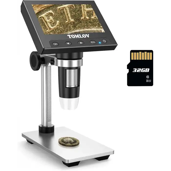 TOMLOV DM4 4.3 Inc Ekranlı, 720P LCD Mikroskop 1000X - Metal Stand