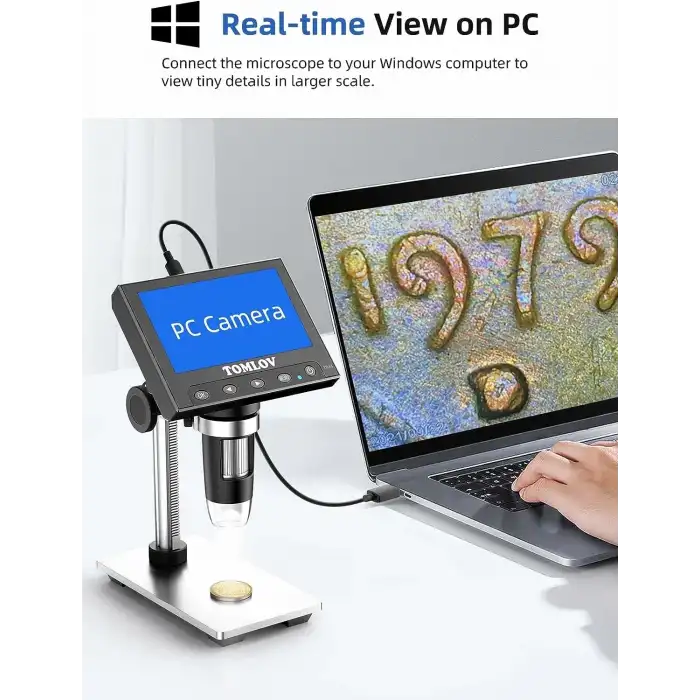 TOMLOV DM4 4.3 Inc Ekranlı, 720P LCD Mikroskop 1000X - Metal Stand