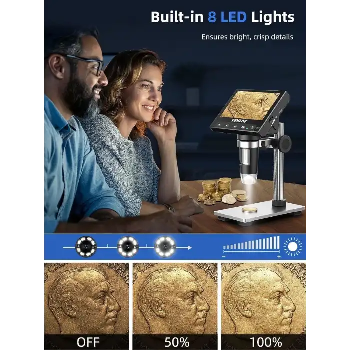 TOMLOV DM4 4.3 Inc Ekranlı, 720P LCD Mikroskop 1000X - Metal Stand