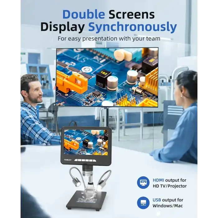 TOMLOV DM401 Pro 2K Dijital Mikroskop 1200x, 7 Inc 24MP HDMI IPS