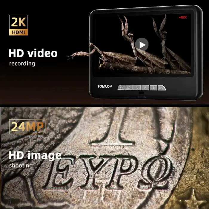 TOMLOV DM402 Pro 2K Dijital Mikroskop 1200x, 10.1 Inc 24MP
