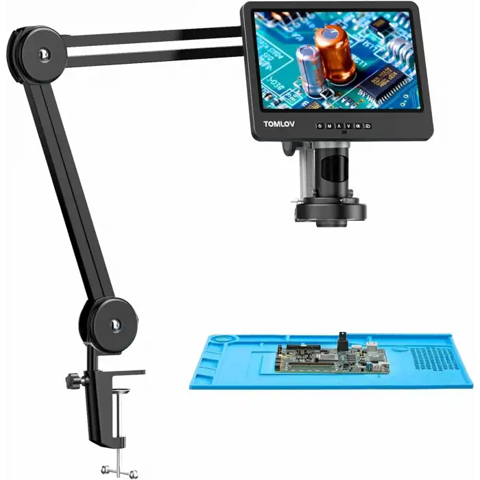 TOMLOV DM602 Flex Dijital Lehimleme Mikroskobu 2000x, Esnek Kol