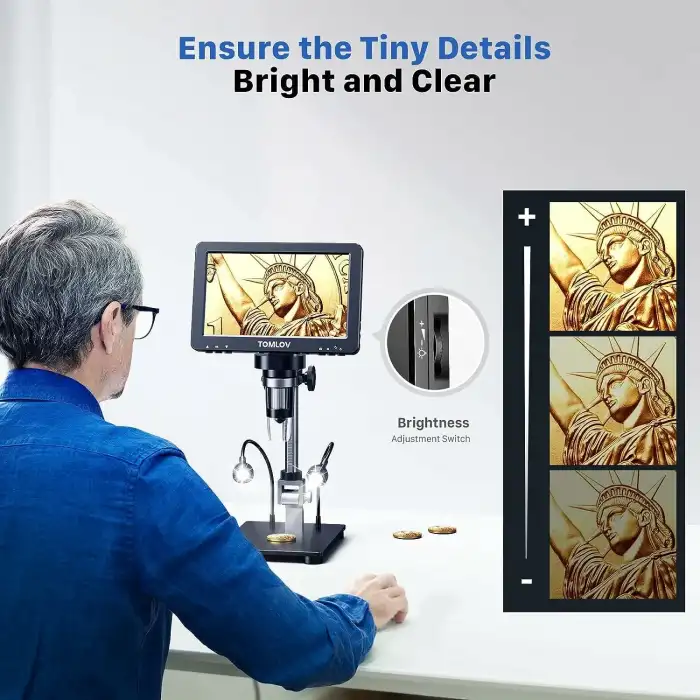 TOMLOV DM9 Pro IPS 7 Inc HDMI Dijital Mikroskop 1200X, 1080P 16MP