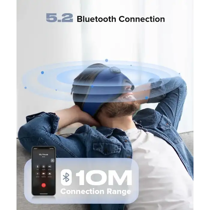 TOPOINT Uyku Kulaklıkları Bluetooth 3D Uyku Maskesi - Lacivert (Kadife)