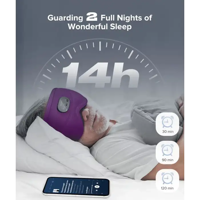 TOPOINT Uyku Kulaklıkları Bluetooth 3D Uyku Maskesi - Mor