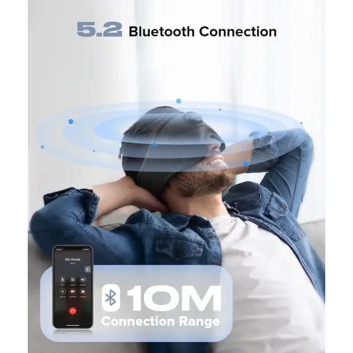 TOPOINT Uyku Kulaklıkları Bluetooth 3D Uyku Maskesi - Siyah