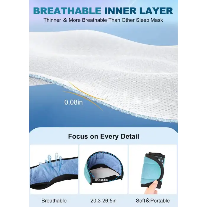 TOPOINT Uyku Kulaklıkları Bluetooth Uyku Maskesi - Açık Mavi