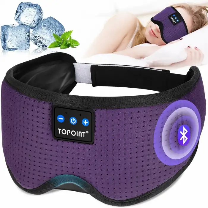 TOPOINT Uyku Kulaklıkları Bluetooth Uyku Maskesi - Mor
