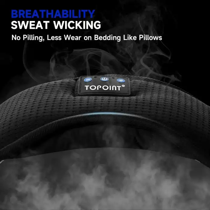 TOPOINT Uyku Kulaklıkları Bluetooth Uyku Maskesi - Siyah Havalandırmalı