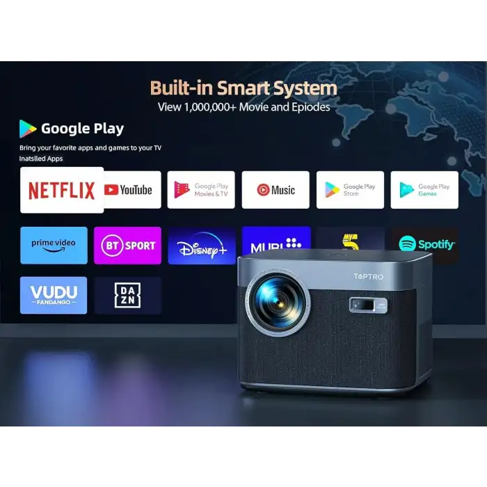 Toptro WiFi 6 ve Bluetooth 5.2 FHD Yerel 1080P - 700 ANSI, Toz Geçirmez