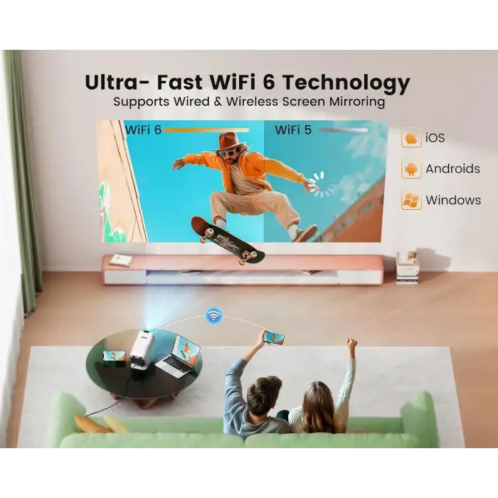 Toptro Yerel HD 1080P Açık Hava Taşınabilir Projektör, 20000 Lümen - 270 Derece Stand