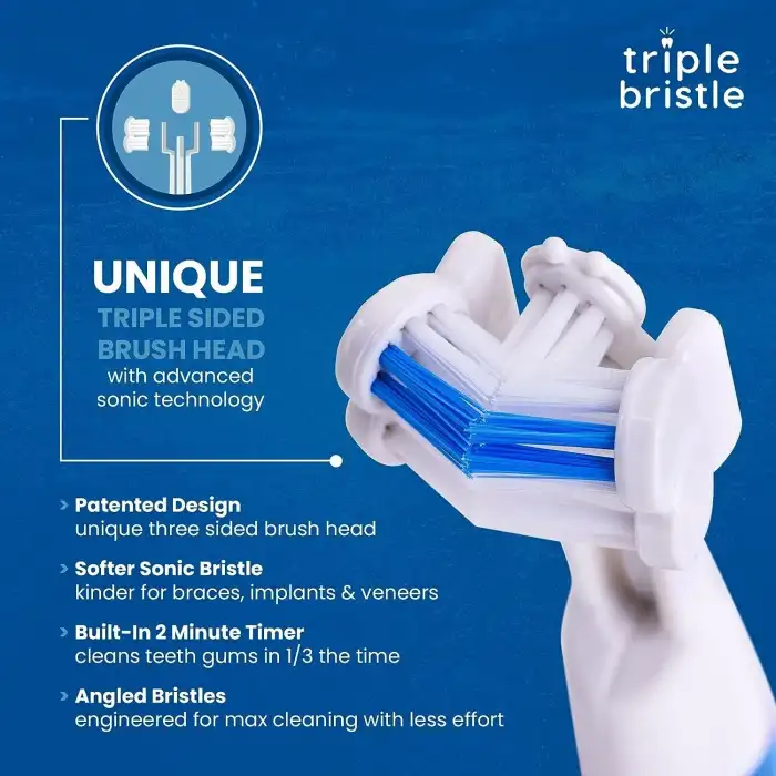 Triple Bristle GO - Üç Taraflı Sonic Diş Fırçası - Yumuşak Naylon Kıllar - 1 Adet