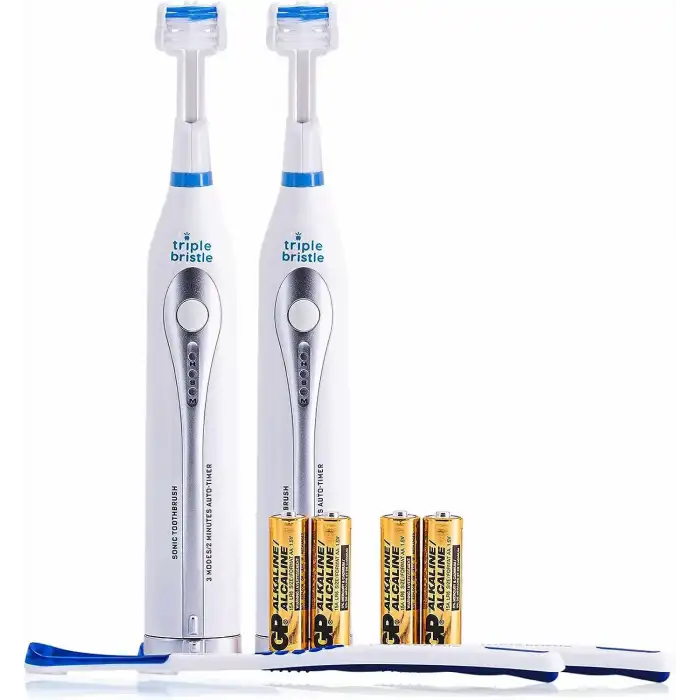 Triple Bristle GO - Üç Taraflı Sonic Diş Fırçası - Yumuşak Naylon Kıllar - 2 Adet