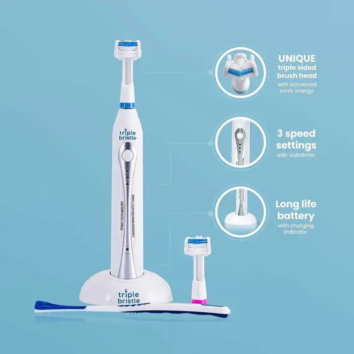 Triple Bristle Orijinal Sonic Diş Fırçası - Şarj Edilebilir Diş Fırçası - 2 Adet