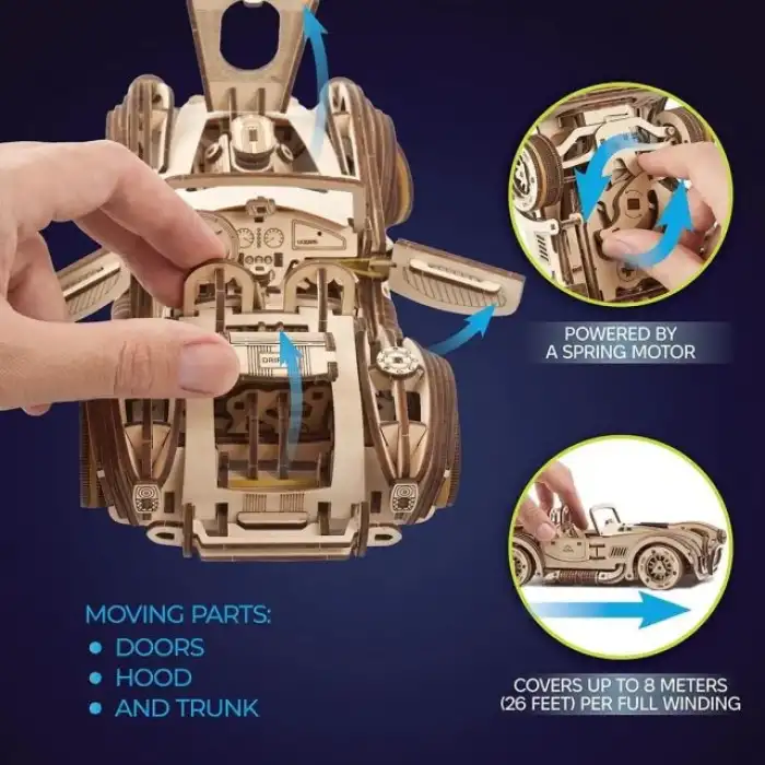 Ugears Mekanik Ahşap 3D Puzzle Araba Modeli