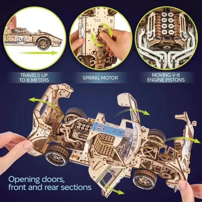Ugears Mekanik Ahşap 3D Puzzle Araba Modeli