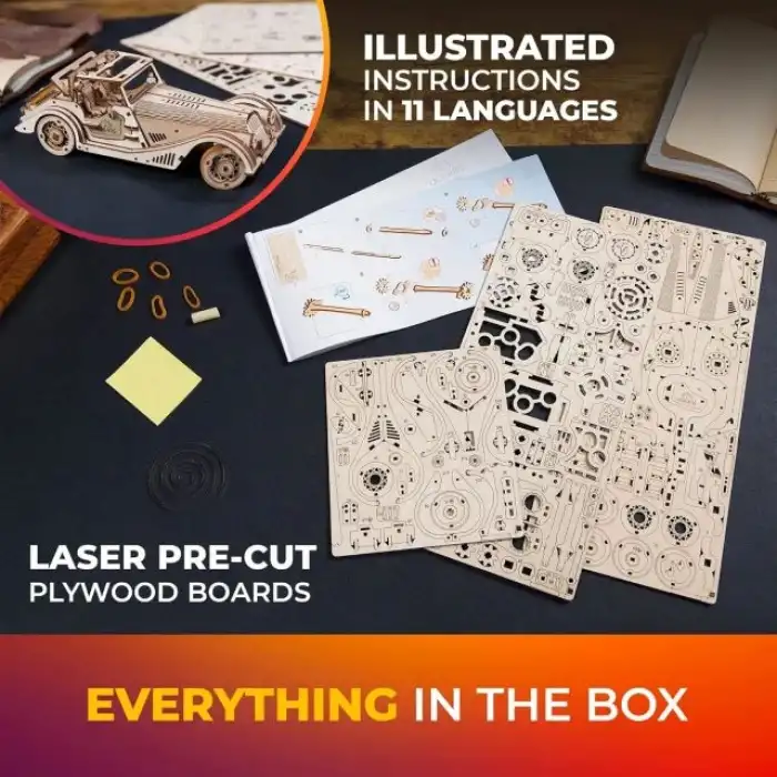Ugears Mekanik Ahşap 3D Puzzle Araba Modeli