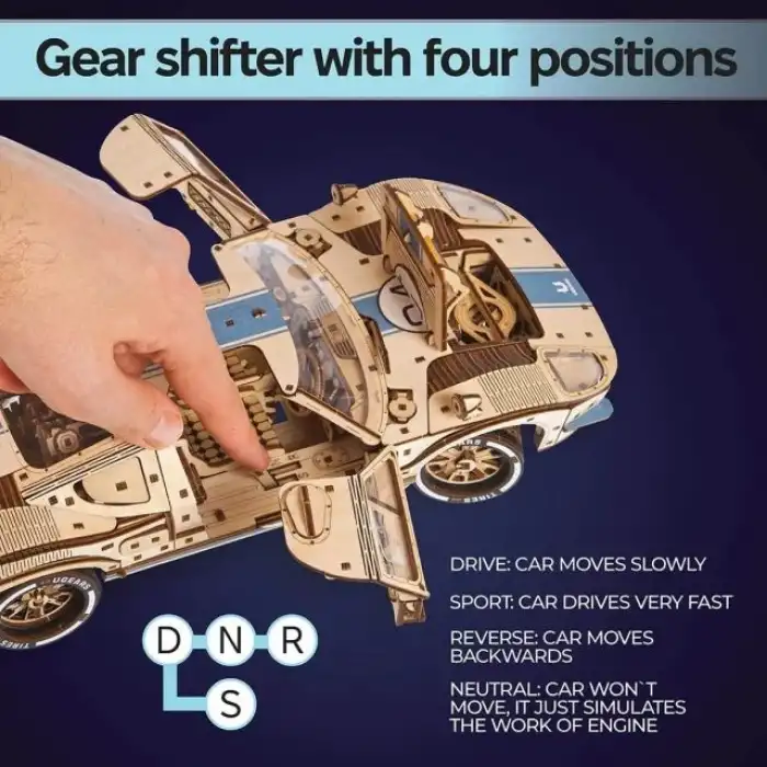 Ugears Mekanik Ahşap 3D Puzzle Araba Modeli