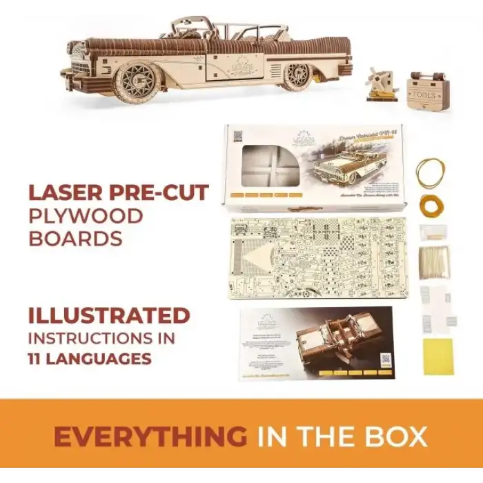 Ugears Mekanik Ahşap 3D Puzzle Araba Modeli