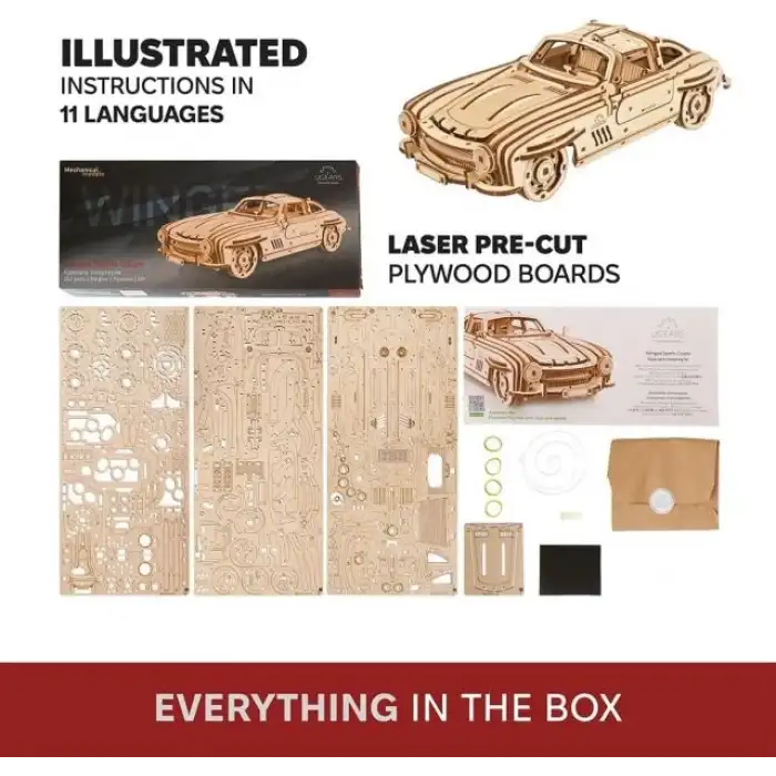 Ugears Mekanik Ahşap 3D Puzzle Araba Modeli