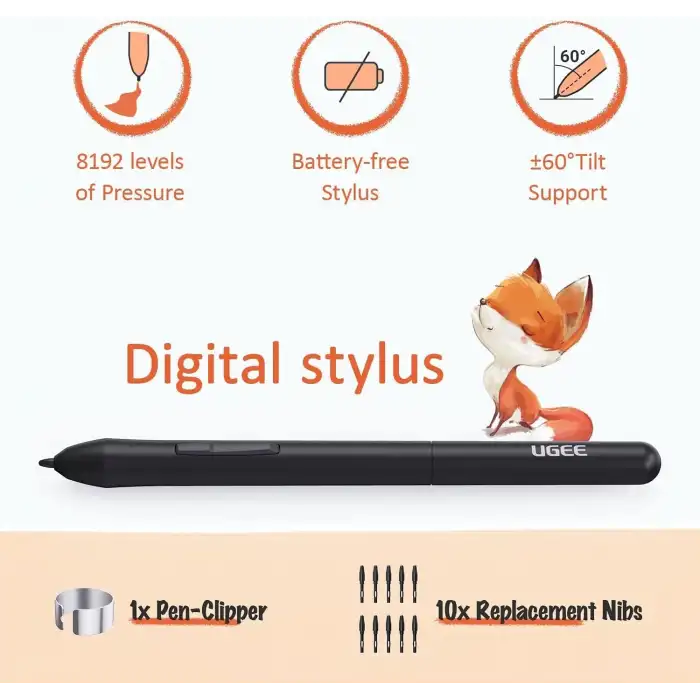 UGEE Bilgisayar Grafik Tabletleri, 10 Kısayol Tuşlu, 6.5x4 Inc