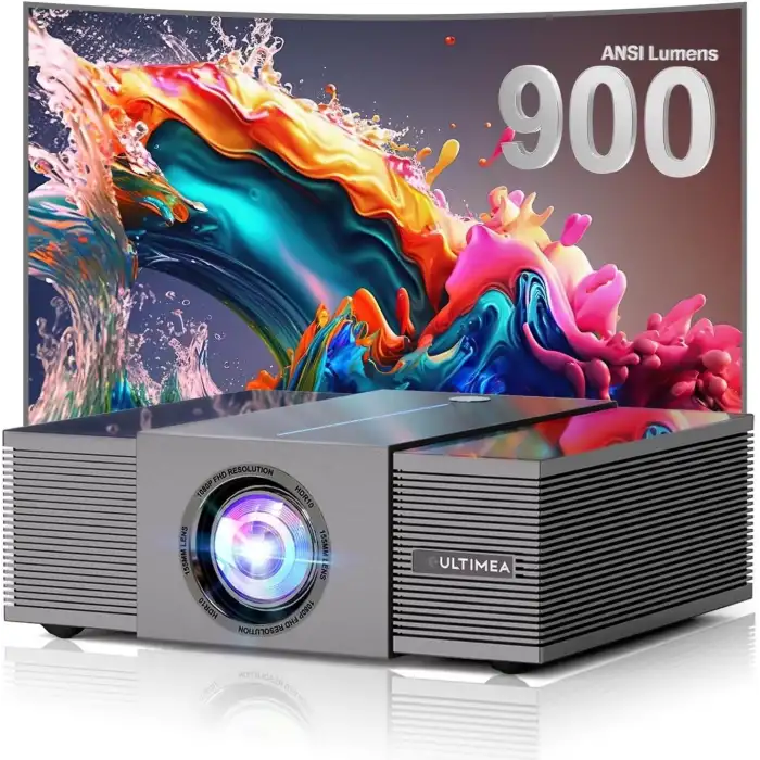 Ultimea 1080P Projektör - 4K Destekli 900 ANSI Lümen - 6D Keystone, 30W Hoparlörler