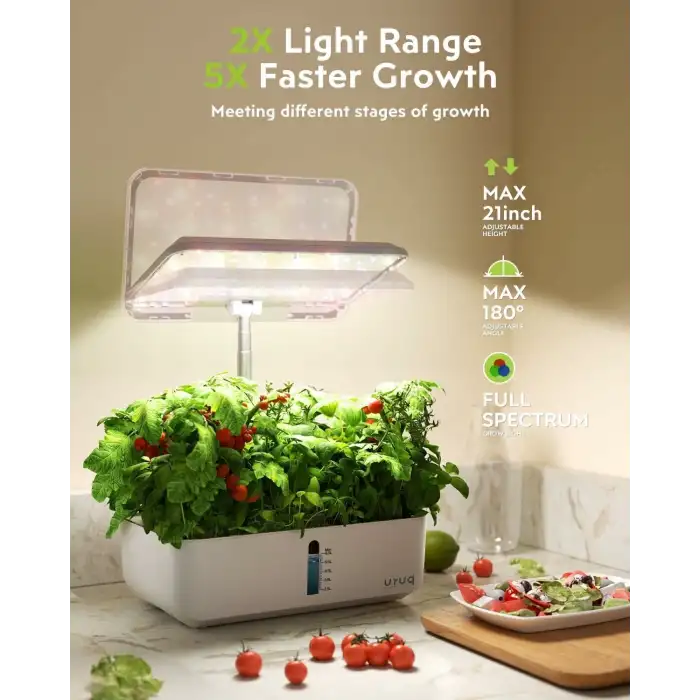 URUQ Topraksız Yetiştirme Sistemi - 12 Pods - Uzaktan Kumandalı - Beyaz