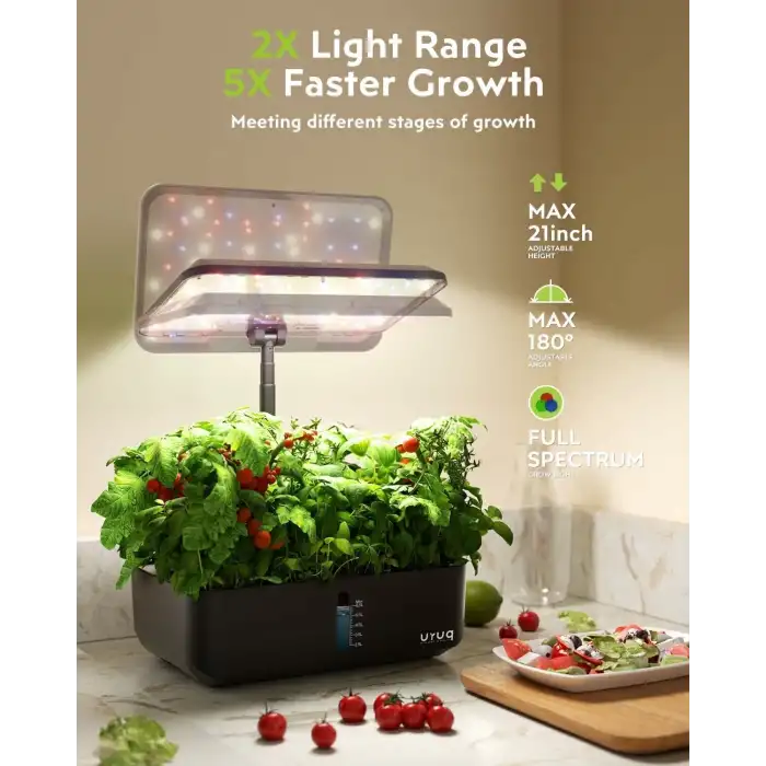 URUQ Topraksız Yetiştirme Sistemi Kapalı Bahçe Seti 12 Pods - Siyah