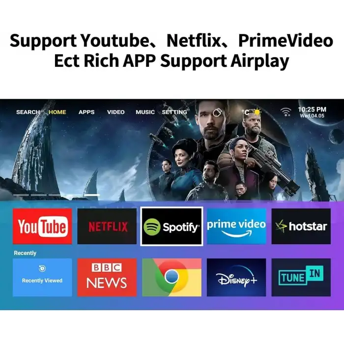 Vasoun 5G WiFi ve Bluetoothlu Mini Projektör, Projektör Standlı 1080P Destekli - Beyaz