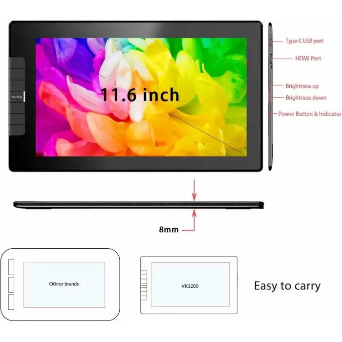 VEIKK VK1200 11.6 Inc Tam Lamine Grafik Çizim Monitörü