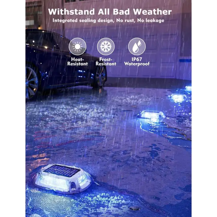 Viodaim Güneş Enerjili Garaj Yolu Işıkları 9 Renk Su Geçirmez - 12 Adet